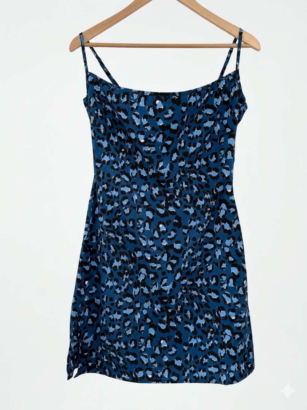 Brave Soul London Blue and Black Leopard Slip Dress. Size Small. NWT